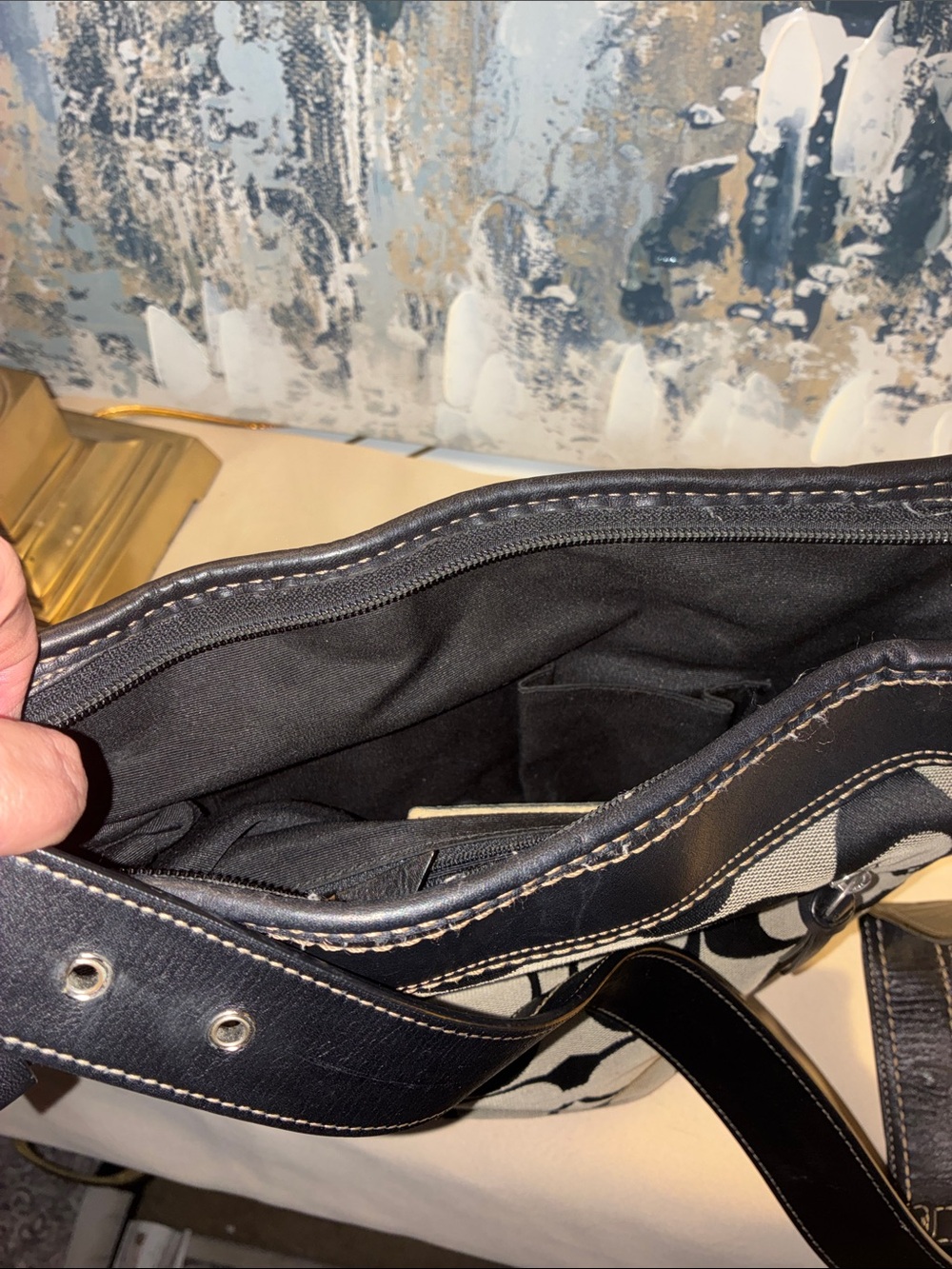Genuine Y2K  Coach  Canvas Bleeker Bucket Black & Tan $75 ! 🔔🔔 - Picture 12 of 16